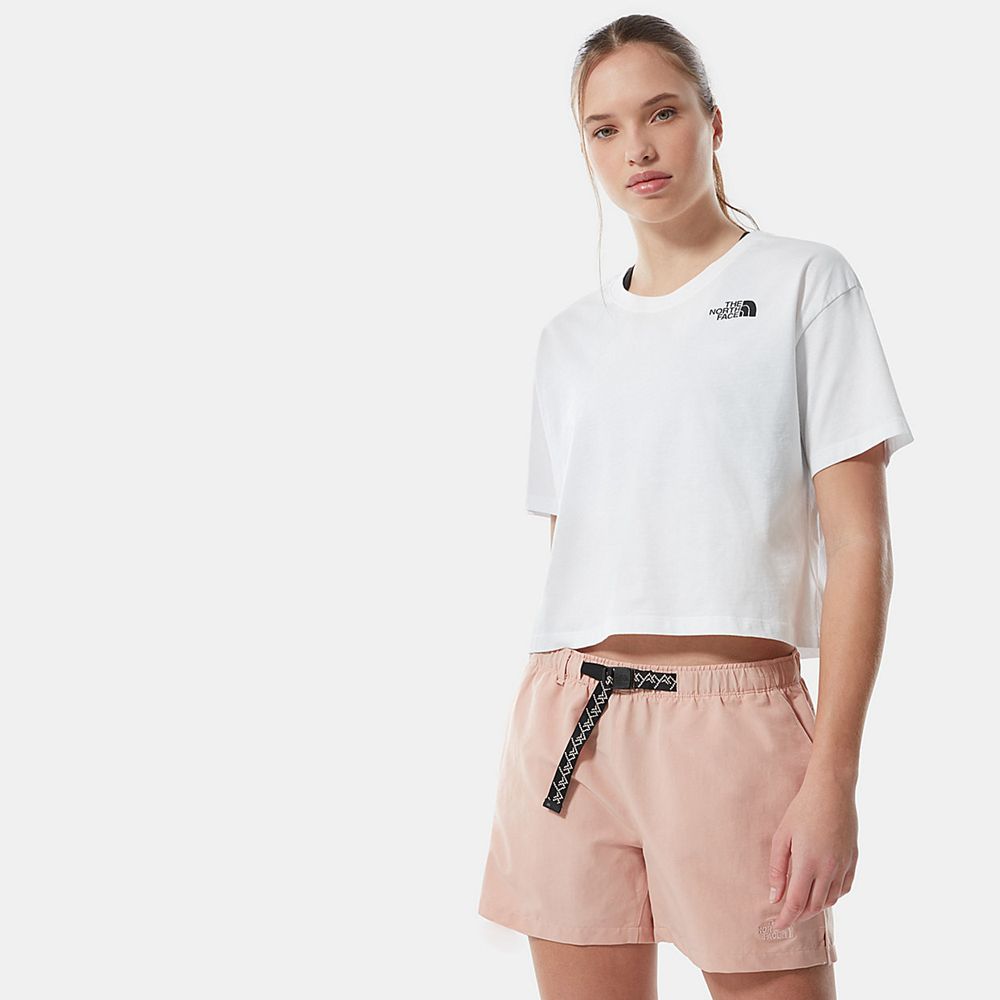 The North Face T-Shirts Womens Australia - The North Face Cropped Simple Dome White (ZTM-038142)